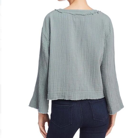 Bella Dahl textured cotton lace up blouse medium - Picture 6 of 6